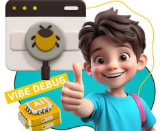 Тестирование & Vibe Debug. Охотники за багами - КИБЕРшкола программирования для детей, компьютерные курсы для школьников, начинающих и подростков - KIBERone г. Коломна